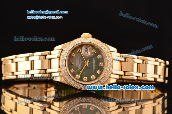 Rolex Datejust Lady 2813 Automatic Gold Case with Grey MOP Dial and Diamond Bezel ETA Coating - Click Image to Close